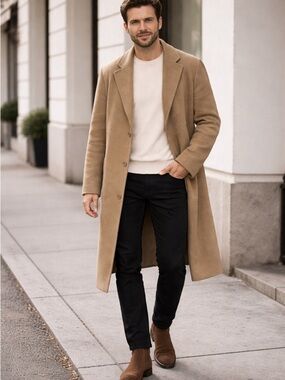 Lauren Ralph Lauren Vintage Wool Blend Camel Overcoat~Size 54 R